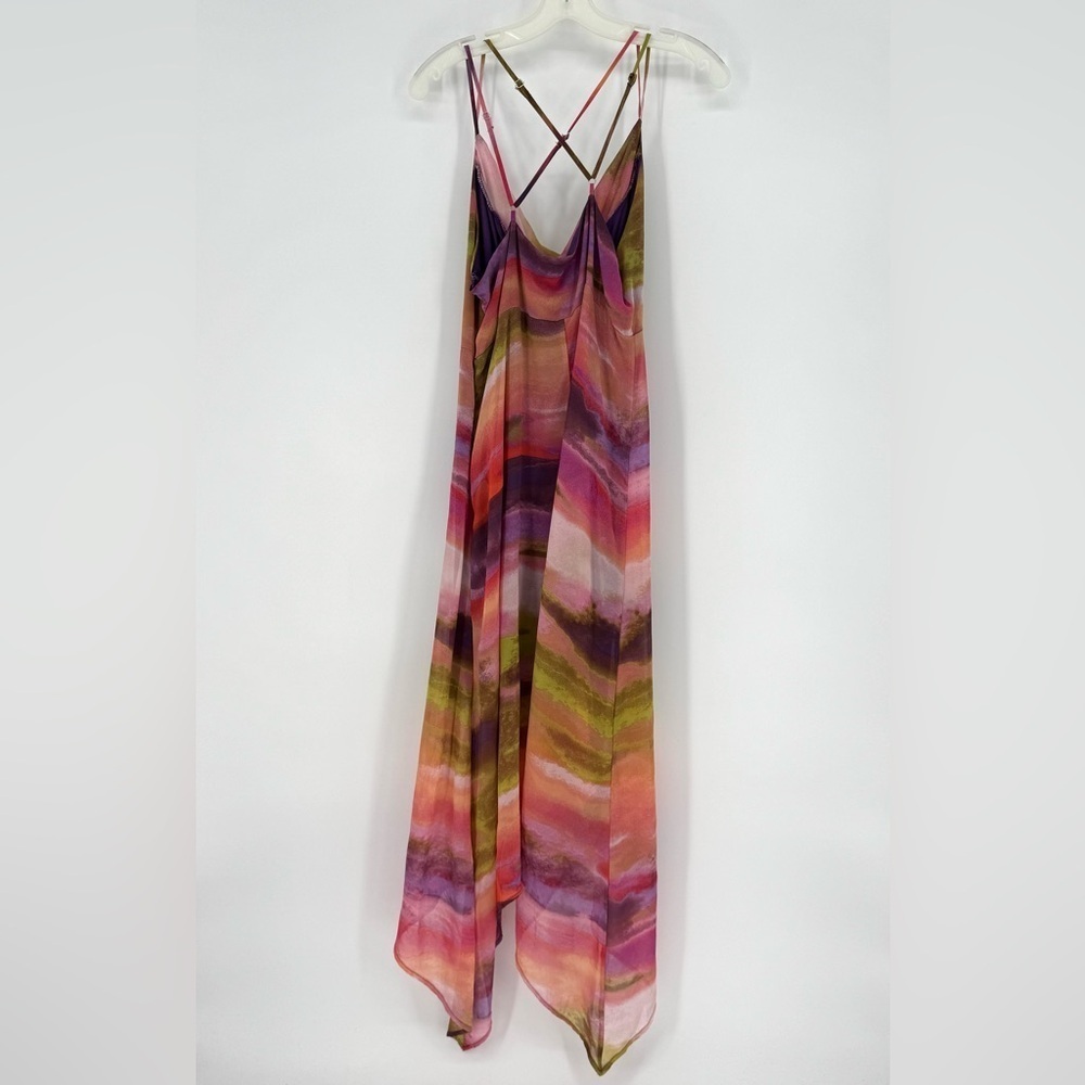 Target Pink Orange Purple Watercolor Asymmetrical Slip Dress - Picture 3 of 6